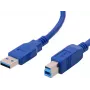 USB kabelis Helos 014681 USB 3.2 Gen 1, 1 m, USB A – USB B, mėlynas