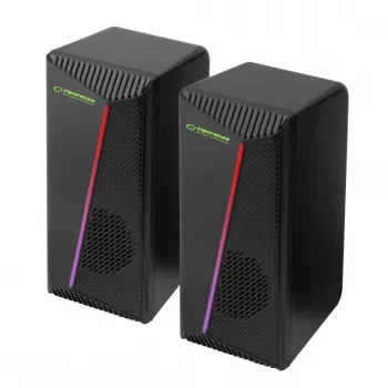 Kolumnės stereo 2.0, 6W, 3.5mm Jack, USB maitinimas, Esperanza Rainbow Nortec 95855, RGB apšvietimas, juodos