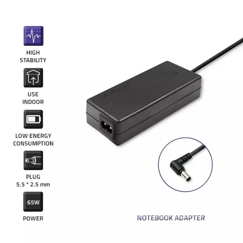 Qoltec Toshiba 65W 3.42A 19V 5.5x2.5 50073 maitinimo adapteris nešiojamam kompiuteriui