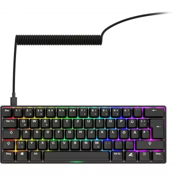 Klaviatūra Sharkoon 100065630 60% laidinė USB QWERTZ vokiška juoda