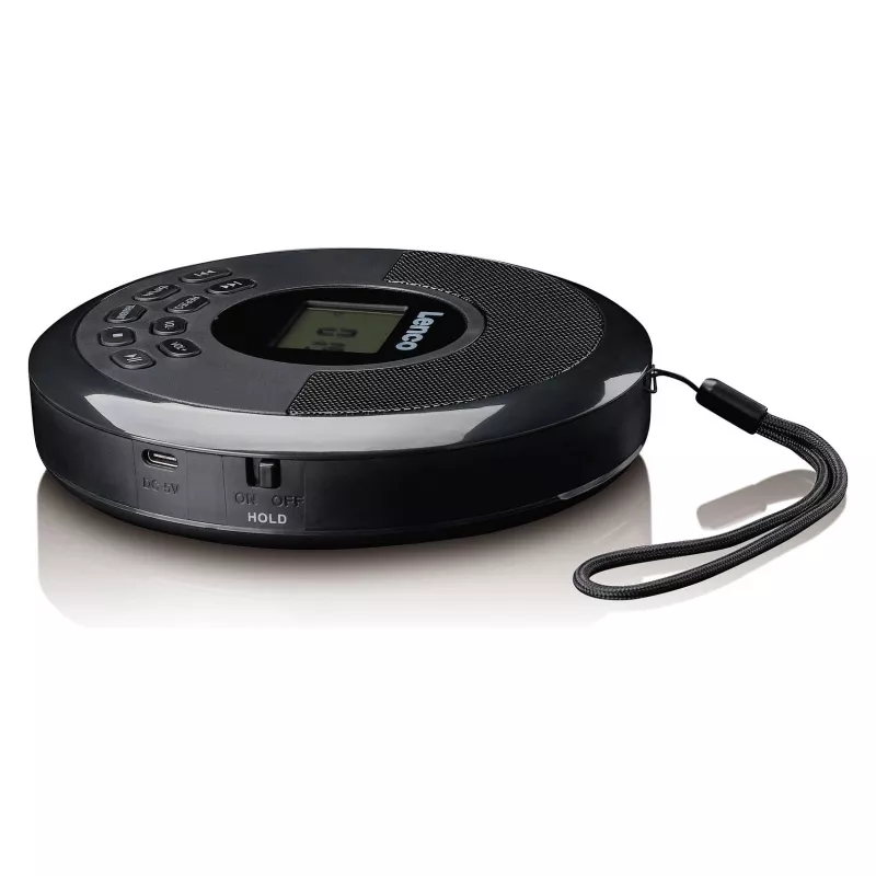 Nešiojamas CD grotuvas Lenco CD-340BK – juodas, kompaktiškas