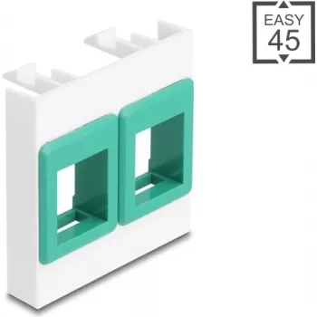 Sieninis 45x45 mm modulinis rėmelis DELOCK Easy 2x Keystone laikikliai baltas/žalias