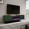 Spintelė televizoriui su elektriniu židiniu Cama Meble ONDA 180,5×40×58,0 cm, medžio drožlių plokštė, žalia, ant kojelių arba montuojama ant sienos