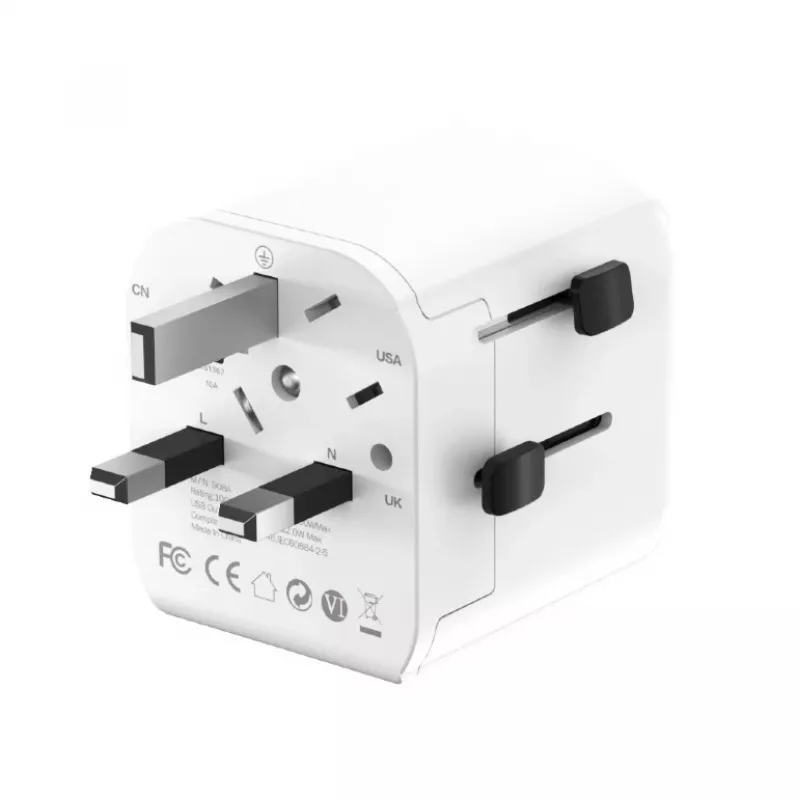 Universalus kelioninis adapteris GEMBIRD TPA-EU2A12-01-W 12W USB maitinimo adapteris tarptautiniams kištukams