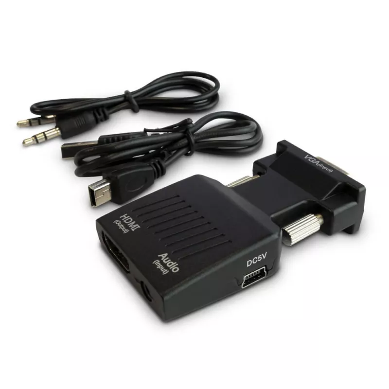 SAVIO CL-145 VGA į HDMI keitiklis su garsu, Full HD, juodas