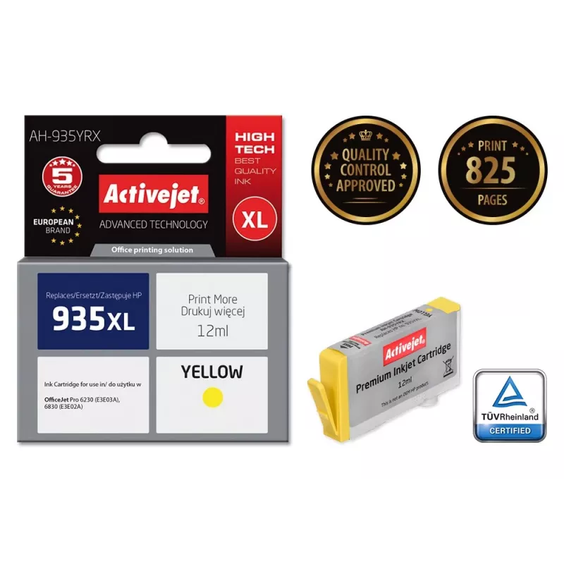 Activejet AH-935YRX rašalas (HP 935XL C2P26AE pakaitalas; Premium; 12 ml; geltona)