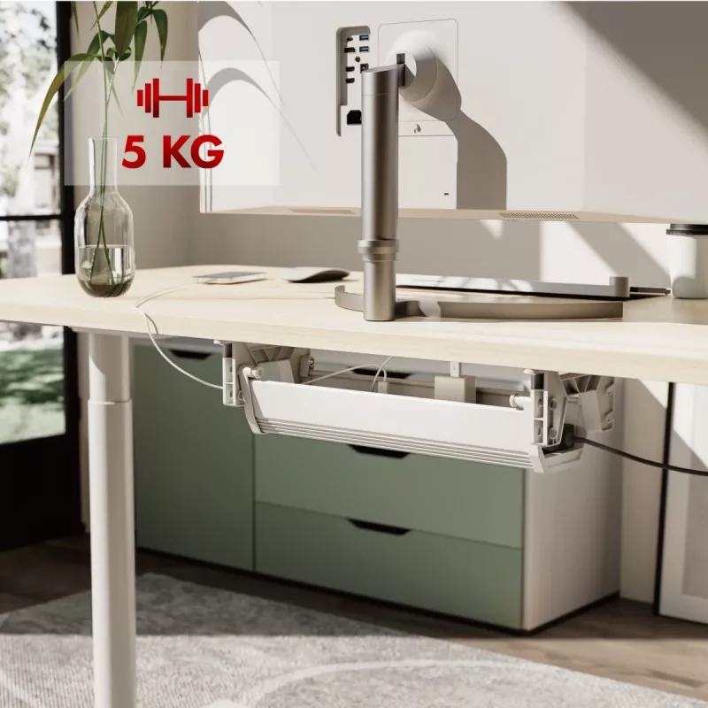 Maclean po stalu kabelių/tinklo prailgintuvų organizatorius, max. apkrova 5 kg, baltas, MC-106 W