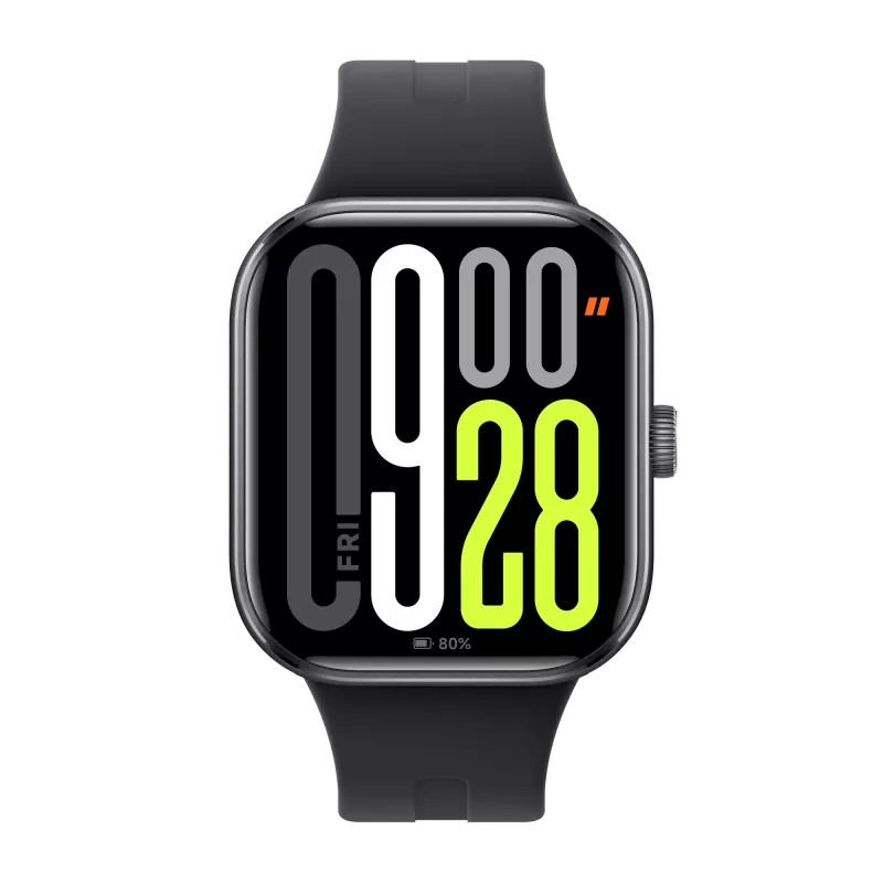Išmanusis laikrodis Xiaomi Watch 5 stačiakampis 2.07 colio AMOLED ekranas, juodas korpusas, juodas TPU dirželis, 47,5 mm, 5 ATM