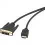 Renkforce HDMI / DVI adapterinis kabelis, HDMI-A kištukas, DVI-D 18+1 kontaktų kištukas, 5,00 m, juodas, RF-4212219, auksuoti kontaktai, fiksavimo varžteliai