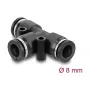 Pneumatinis T formos jungtis DeLOCK 60749, 8 mm, su dviem tvirtinimo angomis