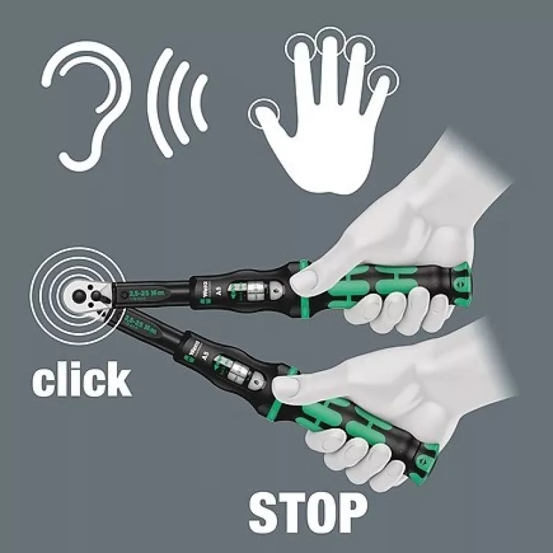 Wera Click-Torque C 3, 1/2 colio sukimo momentinis veržliaraktis su reversiniu reketu, 40 Nm – 200 Nm