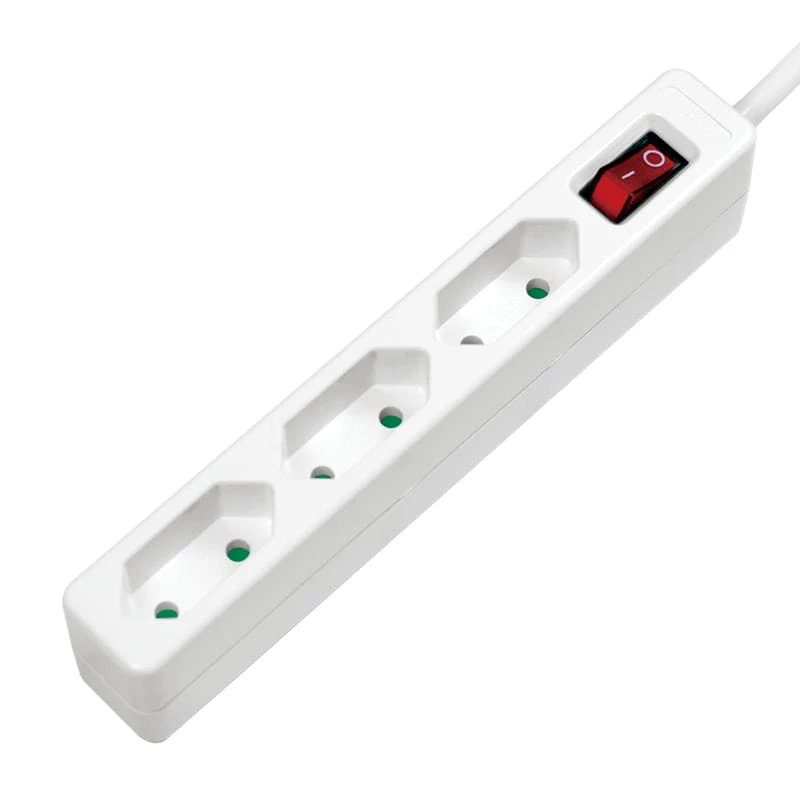 Prailginimo laidas LogiLink LPS230 1,5 m 3 AC lizdai Baltas