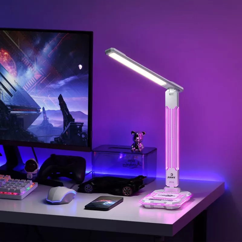Stalinė lempa Hawk HW-LAMP04 White LED reguliuojama, balta, reguliuojama galvutė ir rankena