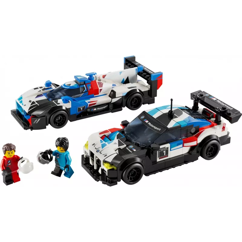 LEGO Speed Champions BMW M4 GT3 ir BMW M Hybrid V8 lenktyninių automobilių konstruktorius 9+ metų vaikams su 2 vairuotojų minifigūrėlėmis