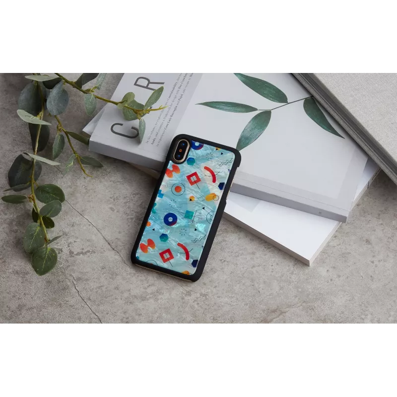 iKins apsauginis dėklas iPhone XS / XS Max juodas uolienų dizainas, apsauginis galinis dangtelis