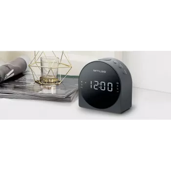 Žadintuvas radijas Muse M-185 CR – FM/MW, 0,9 col. LED ekranas, AC 230V su AAA baterijų atsarginiu maitinimu, juodas