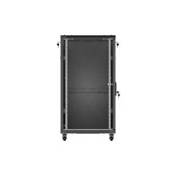 19 colių stelažinė spinta LANBERG 22U 600x1000 mm, juoda, stiklinės priekinės ir galinės durelės