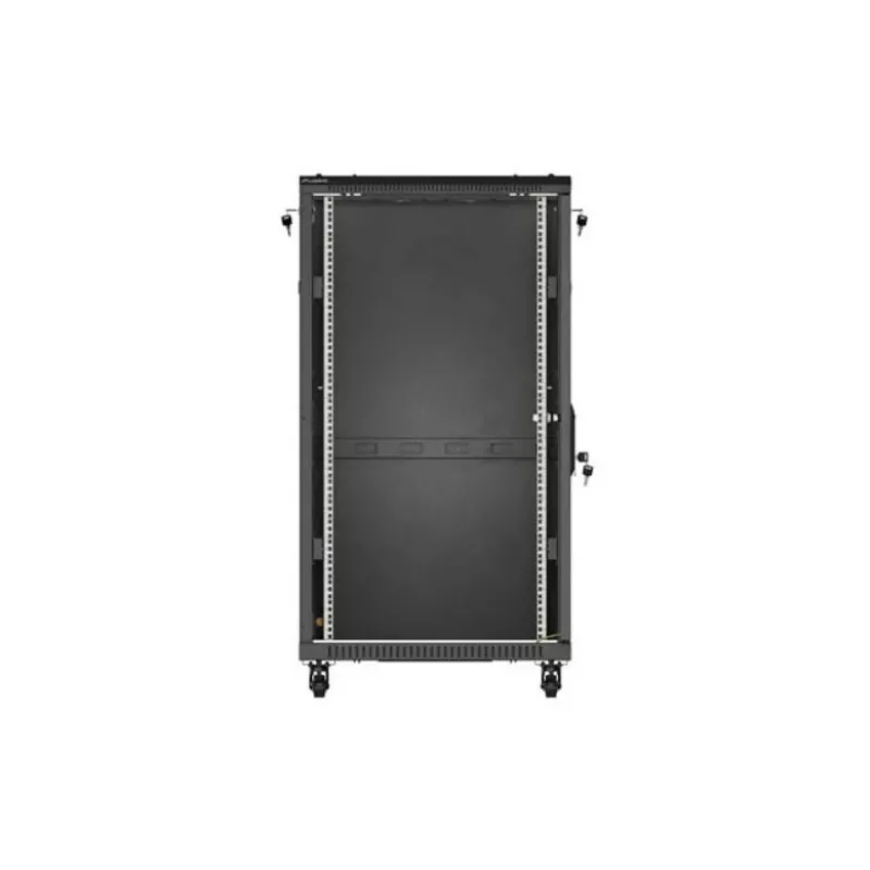 19 colių stelažinė spinta LANBERG 22U 600x1000 mm, juoda, stiklinės priekinės ir galinės durelės