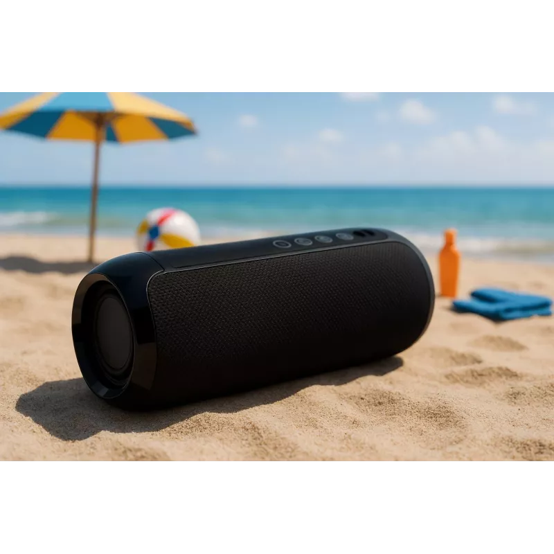 Nešiojamas Bluetooth stereo garsiakalbis SQUEAK SQ1008 — 14 W RMS, Bluetooth 5.3, 1200 mAh, IPX4, FM, LED, AUX, USB