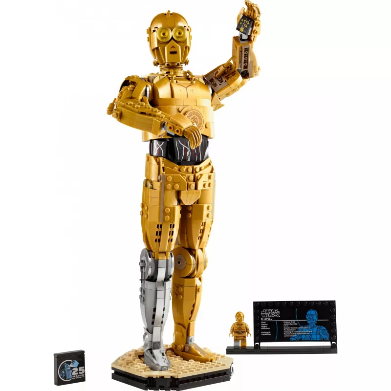 LEGO žvaigždžių karų statoma figūra C-3PO modelis 75398 — 1138 dalių, 380 mm eksponuojamas kolekcinis modelis