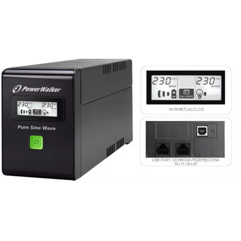 PowerWalker VI 600 SW FR nepertraukiamo maitinimo šaltinis (UPS) 600 VA 2 AC išėjimai, linijinis-interaktyvus