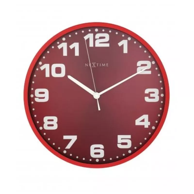 NeXtime klok 3053ro Dash Red, Ø35 cm, sieninis, raudonas/sidabrinis