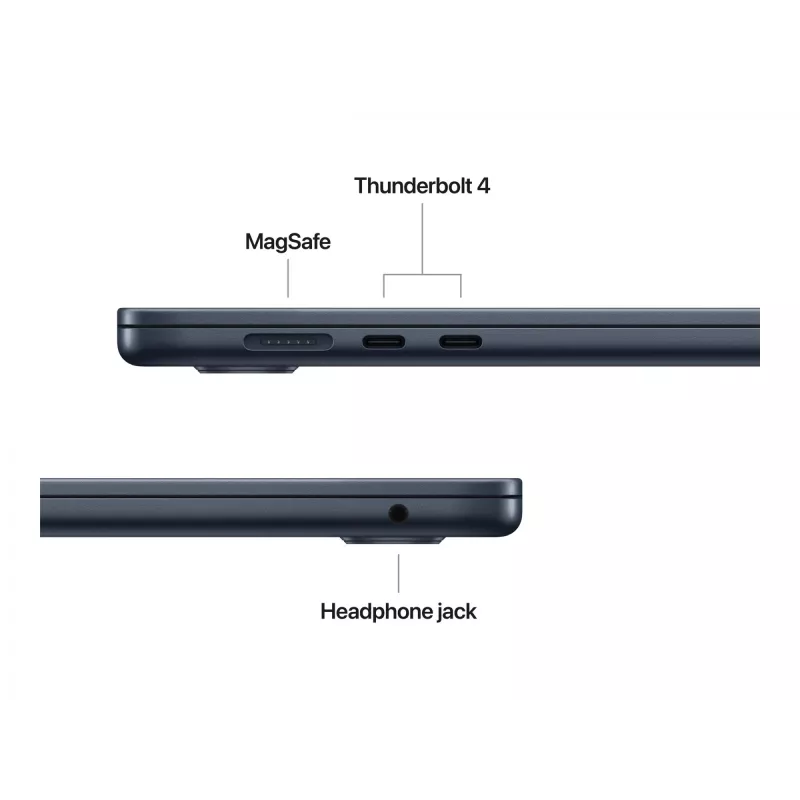 Nešiojamas kompiuteris MacBook Air 15, Midnight, M4 (10-CPU/10-GPU), 16 GB, 256 GB, vokiška klaviatūra, 35 W Dual USB-C maitinimo adapteris, MW1L3D/A