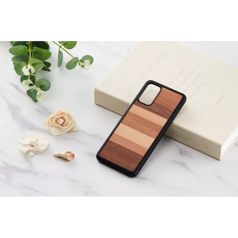 Apsauginis dėklas Samsung Galaxy S20+ iš natūralios medienos ir polikarbonato – juodas