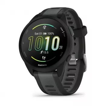 Garmin Forerunner 165 Music – Juodas – Sportinis laikrodis su silikoniniu dirželiu – Pelenų pilka – Riešo dydis: 126-203 mm – Ekranas 3 cm (1,2 colio) (010-02863-30)