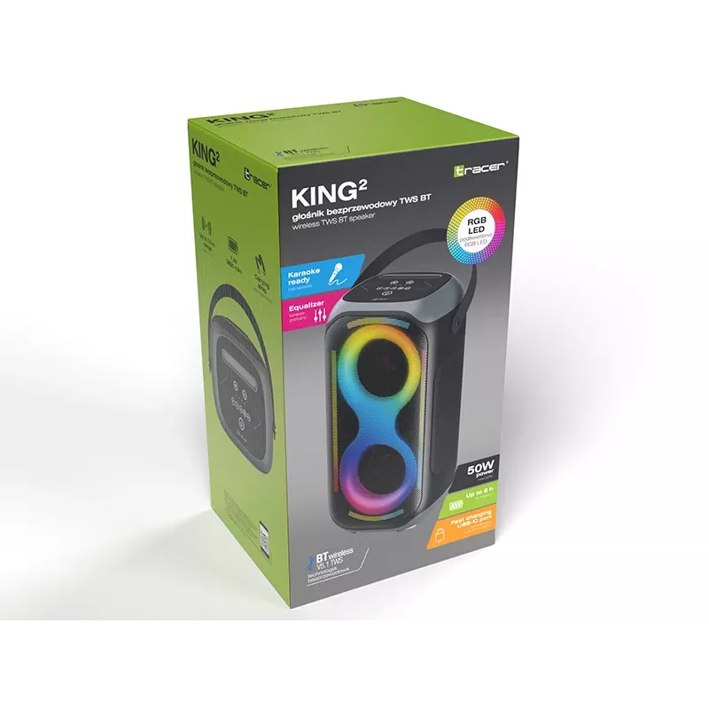 TRACER Speaker Poweraudio King 2 BT TWS – belaidis karaoke garsiakalbis 45W RMS