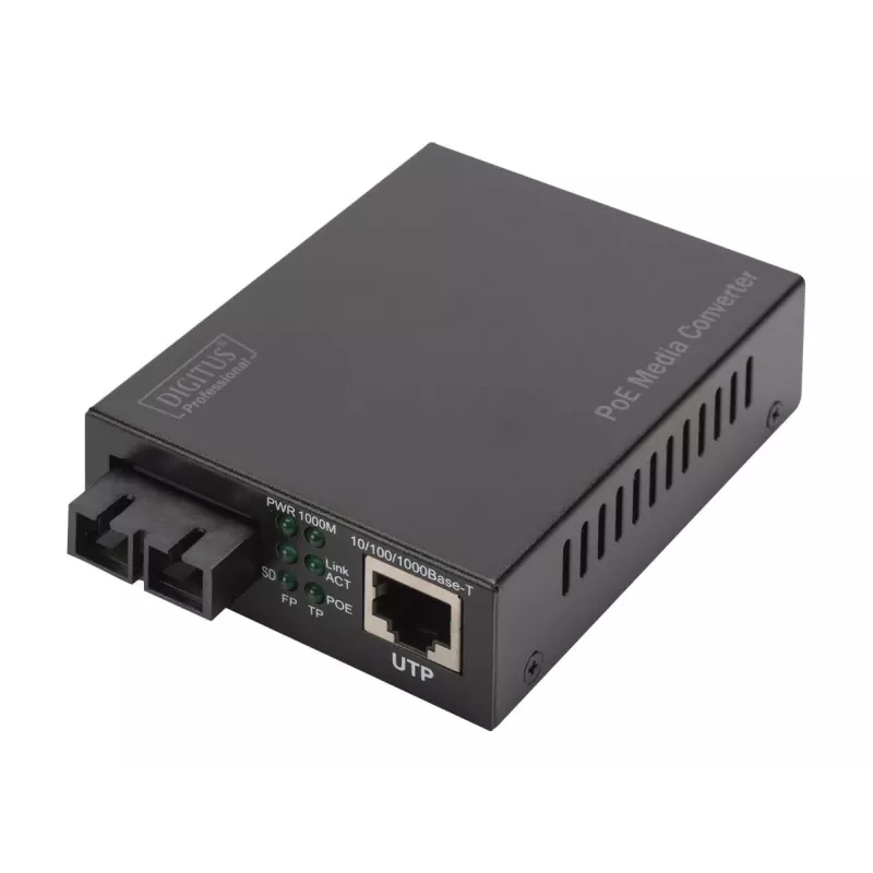 Digitus Gigabit PoE medijos keitiklis, RJ45 / SC, vienmodis, PSE