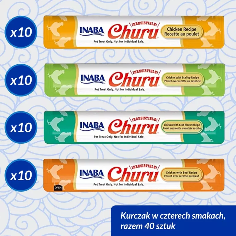 INABA Churu Variety Box — vištienos skonio pastos skanėstai katėms, 40 × 14 g, be grūdų, be glitimo, be sojos