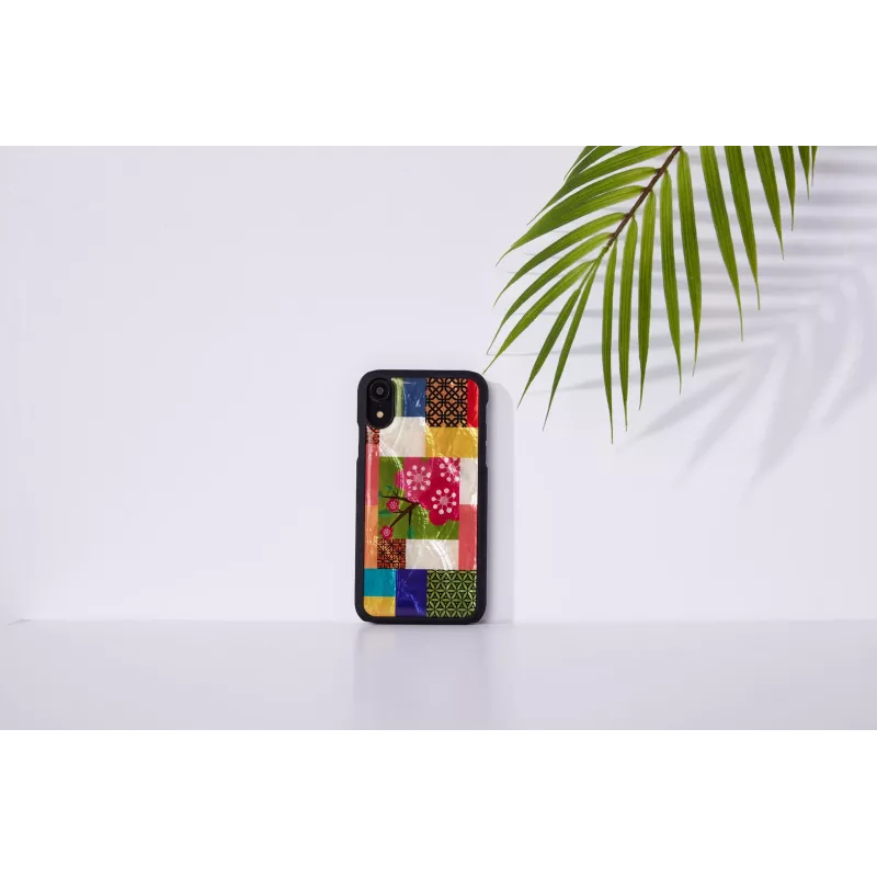 Dėklas iKins iPhone XR – vyšnių žiedų raštas, juodas