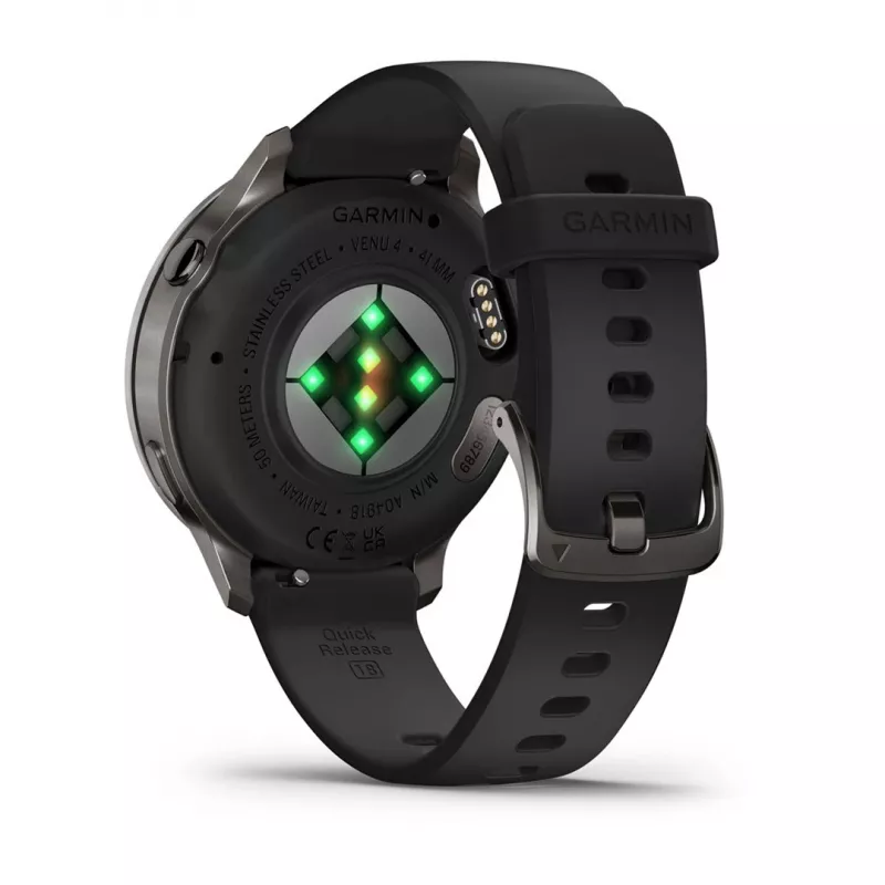 Garmin Venu 4 3,05 cm (1,2 inch) AMOLED 41 mm Skaitmeninis 390 x 390 pikselių Liečiamas ekranas Juoda Wi-Fi GPS (palydovas)