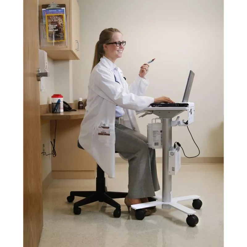 Ergotron StyleView SV10 vežimėlis nešiojamam kompiuteriui, medicininis, metalas, baltas, aliuminis, ekrano dydis iki 43,2 cm (17 inch) (SV10-1100-0)
