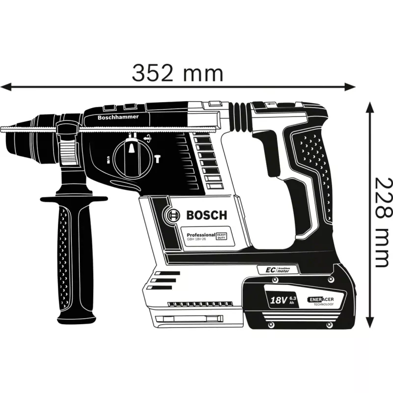 BOSCH SDS+ plaktukas GBH 18V-26 Solo 2,6J