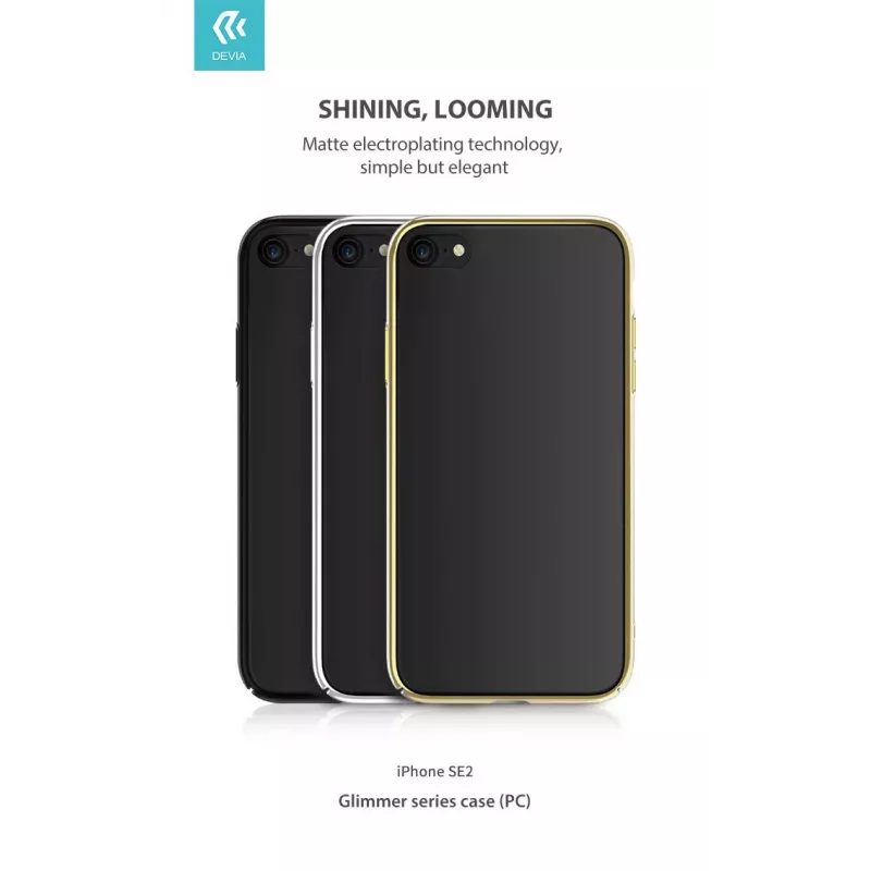 Apsauginis dėklas telefonui Devia Glimmer serija, skirtas iPhone SE2, auksinis, kietas PC nugarėlė