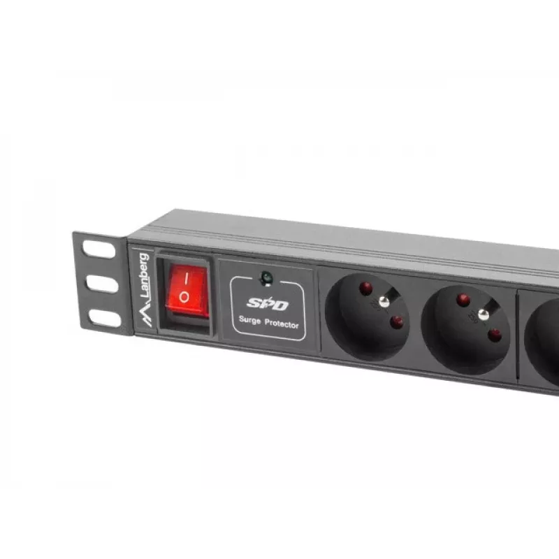 LANBERG PDU-04E04I-0200-BK 1U horizontalus maitinimo skirstytuvas, 4× C13, 16 A, 220–250 V, 2 m