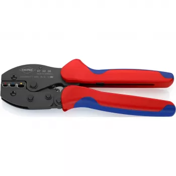 Krimpavimo replės Knipex PreciForce 975236 SB – izoliuotos rankenos, juoda, mėlyna, raudona