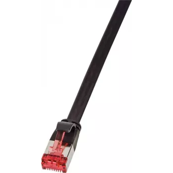 Logilink SlimLine - Patch-Cable - RJ-45 (M) į RJ-45 (M) - 10 m - U/FTP, PiMF - CAT 6a - Plokščias, Su apsauga nuo užkliuvimo, Lietas - Juodas (CF2093S)