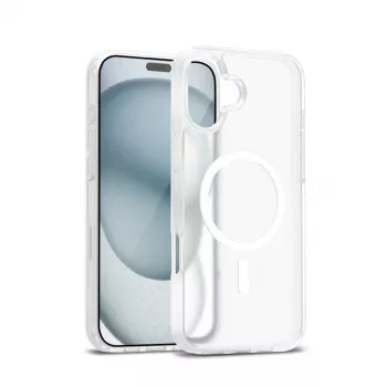 Crong Hybrid Matte Magnetic Dėklas iPhone 17 — permatoma balta, PC+TPU