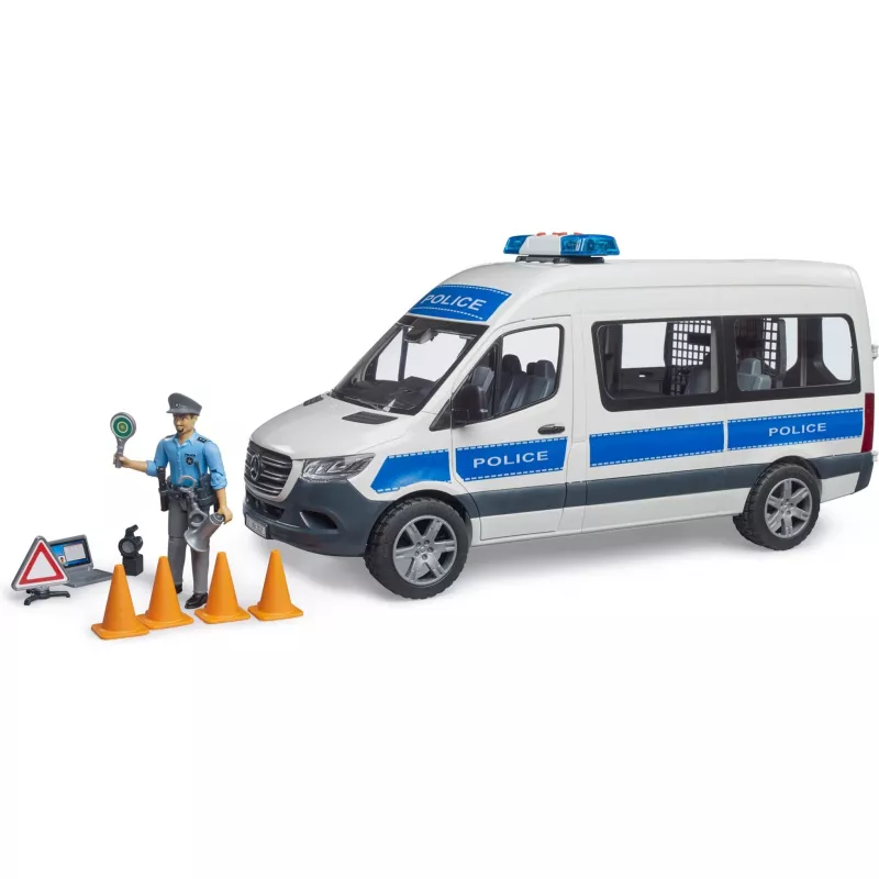 BRUDER Mercedes-Benz Policijos Sprinter komplektas su figūrėle ir šviesos/garso moduliu