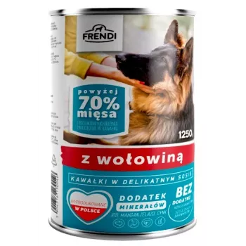 Šlapias šunų ėdalas Frendi su jautienos gabaliukais subtiliame padaže 1250 g