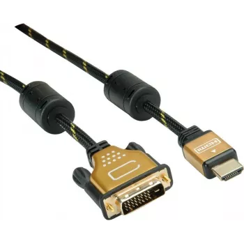 Roline Gold vaizdo kabelis Dual Link HDMI / DVI – DVI-D (M) į HDMI (M) – 2 m – ekranuotas – juodas, auksinis – 4K palaikymas