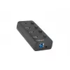 Natec Mantis 2 NHU-1557 USB 3.0 skirstytuvas 4 prievadų, USB Type-B įvestis, įjungimo/išjungimo mygtukai, maitinimo blokas, juodas