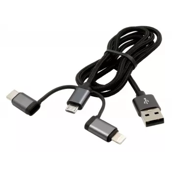 Exsys EX-K1403-2 Universalus 3-in-1 USB įkrovimo ir duomenų laidas, juodas