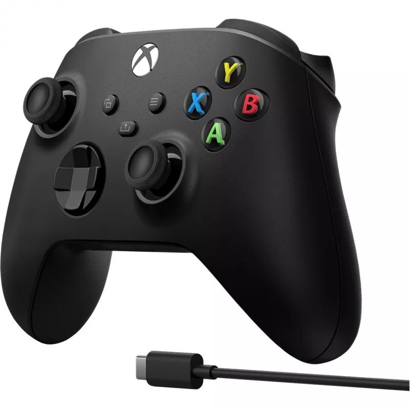 Microsoft Xbox Wireless Controller + USB-C laidas Juodas Žaidimų pultas Analoginis / Skaitmeninis PC, Xbox One, Xbox One S, Xbox One X, Xbox Series S, Xbox Series X