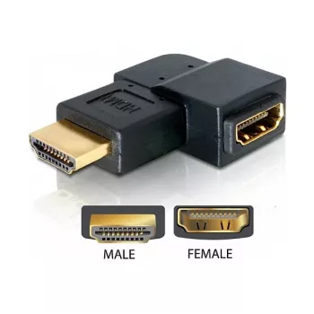 HDMI adapteris vyriškas į moterišką 90° kairėn DeLOCK 65077