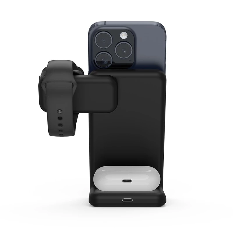 Vidaus belaidis įkroviklis laikrodžiui Crong CRG-MSPS-BLK, juodas, Lightning/USB
