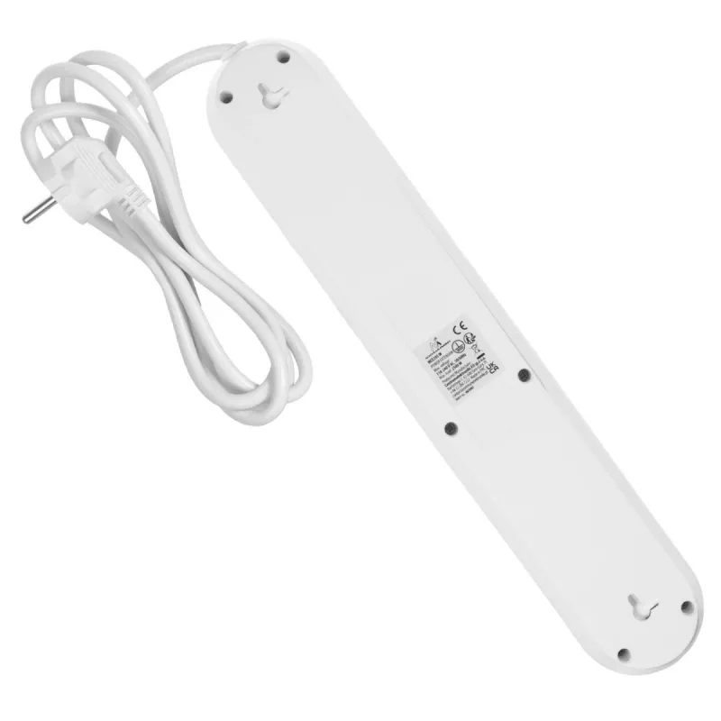 Maitinimo blokas MACLEAN MCE395 W – 5 kištukinių lizdų, 3× USB A, 110–240 V AC, 2,1 A USB, max 2500 W, baltas, 1,5 m laidas